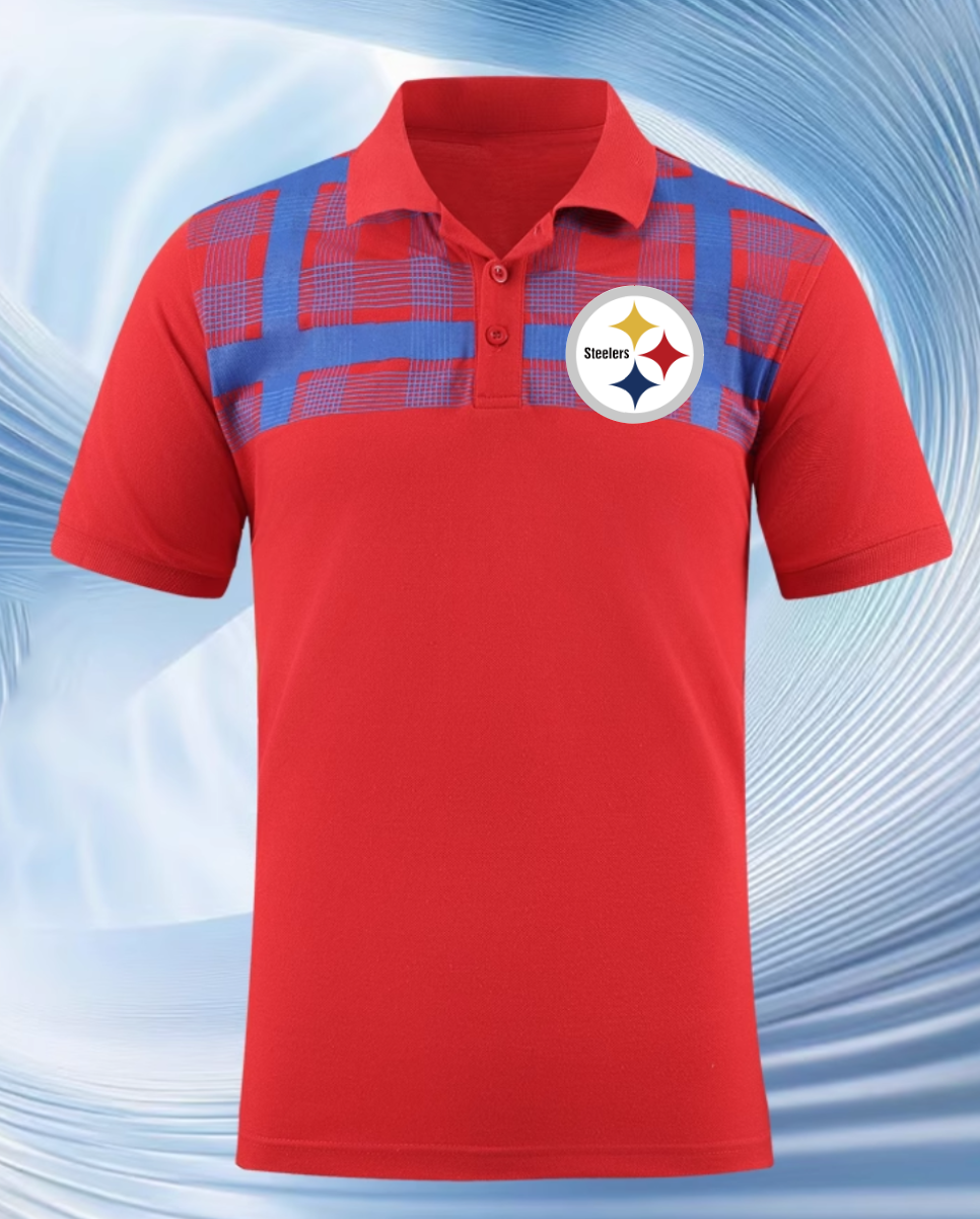 Pittsburgh Steelers red Men 2025 NFL polo T shirt->nfl t-shirts->Sports Accessory